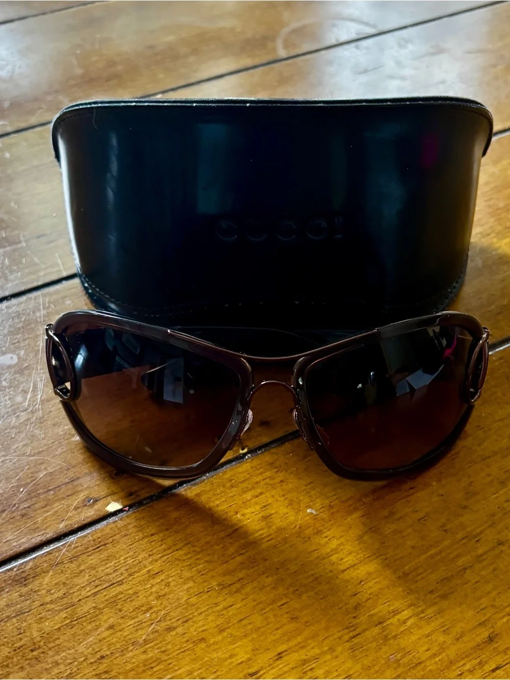 Gucci Vintage Sunglasses GG 2930/s Rfljd Brown Wrap-Around Y2K